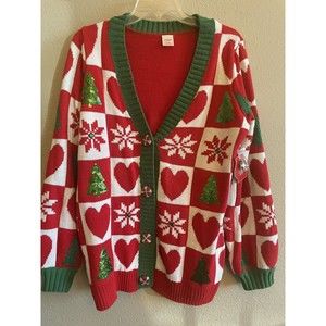 Holiday Time Size Small 4/6 Christmas Button Front Cardigan